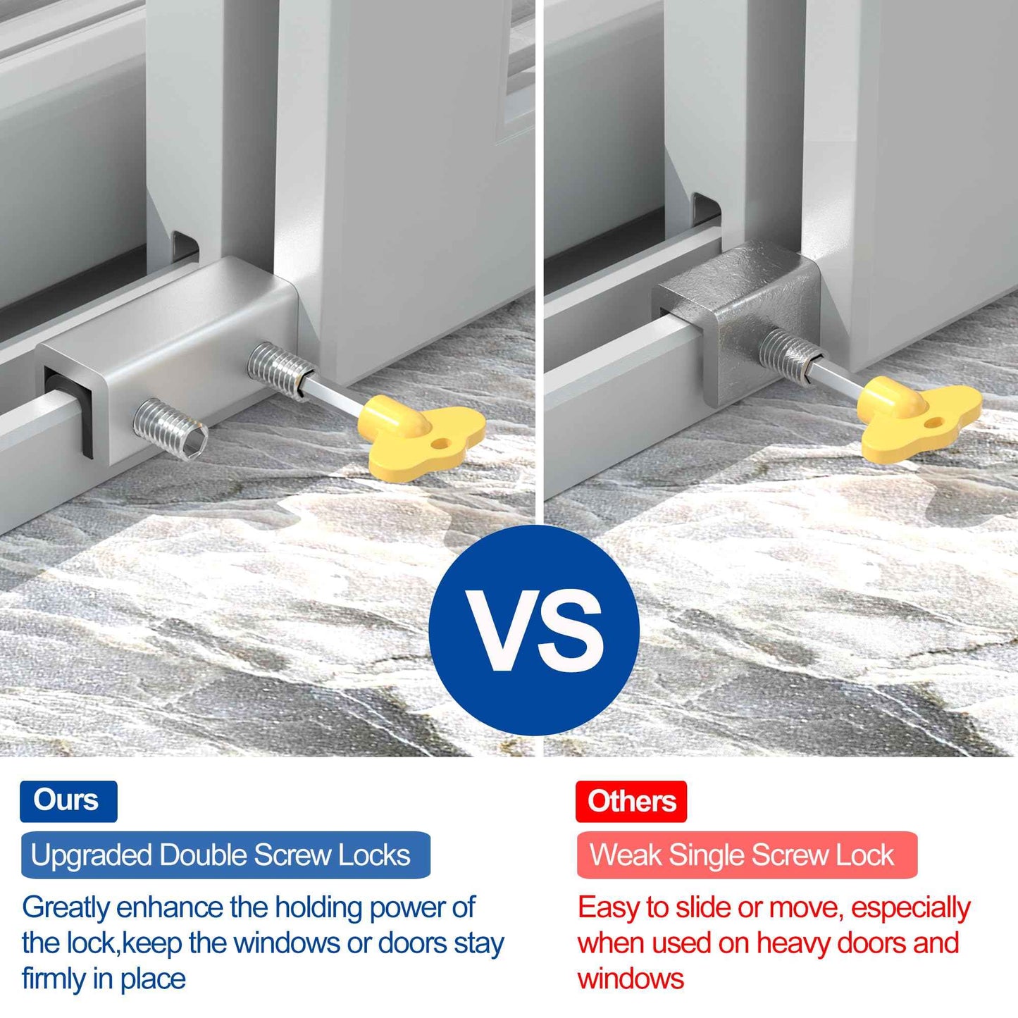 RELIANCER 8 Sets Sliding Window Locks,Aluminum Security Door Window Stoppers,Adjustable Safty Windows Lock for Horizontal & Vertical Fenster Doors,Child Proof Slider Windows Blocker for Home Safety