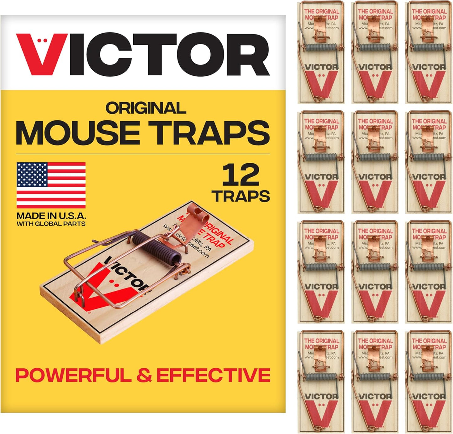 Victor Mouse Traps | M150-12 Wooden Traps with Metal Pedal - Eco-Friendly Pack of 12