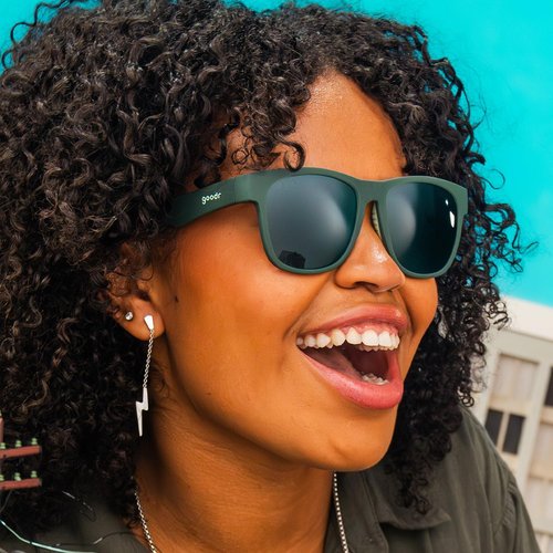 Goodr Mint Julep Electroshocks Polarized Sunglasses - Large Size, Dark Green Frame & Gradient Lenses, UV400 Protection
