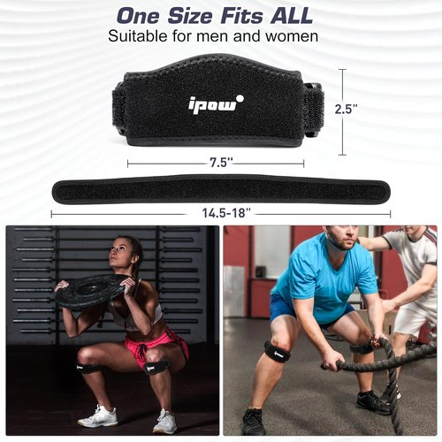 IPOW Knee Strap - Adjustable Patellar Tendon Support for Pain Relief | 2 Pack for Sports & Recovery