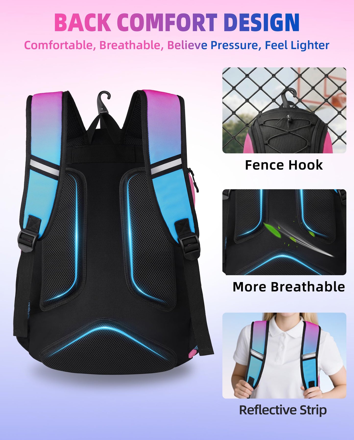 FEILOONG Gym Backpack for Women with Shoe Compartment, 45L Waterproof Sports Travel Backpack with Wet Pocket for Women Men, Durable Bag for Outdoor, Gym & Workout