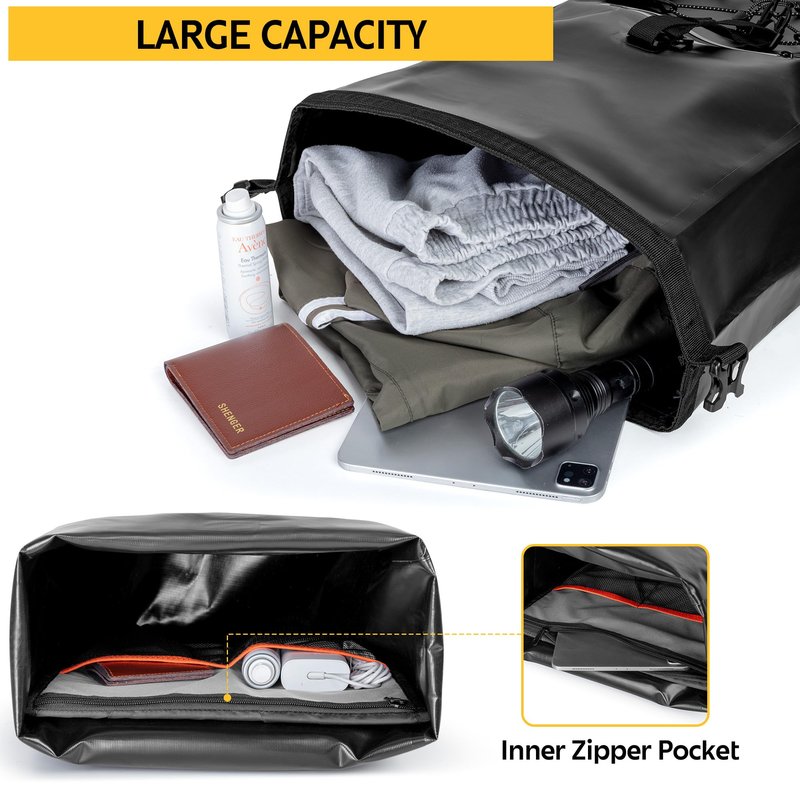 Smasrob Waterproof Bike Pannier, 30L Rear Bike Rack Bag with Multiple Pockets and Adjustable Clips, Bicycle Pannier Fits Most Bike Racks, Black (1 Bag)