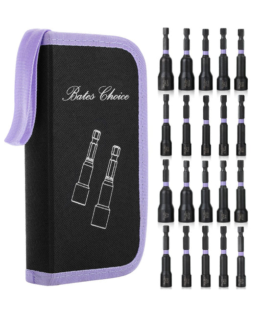 Bates Choice Magnetic Nut Driver Set, 20pc, Metric & SAE, 5-13mm, 3/16"-1/2", Hex Nut Driver Set with Storage Bag