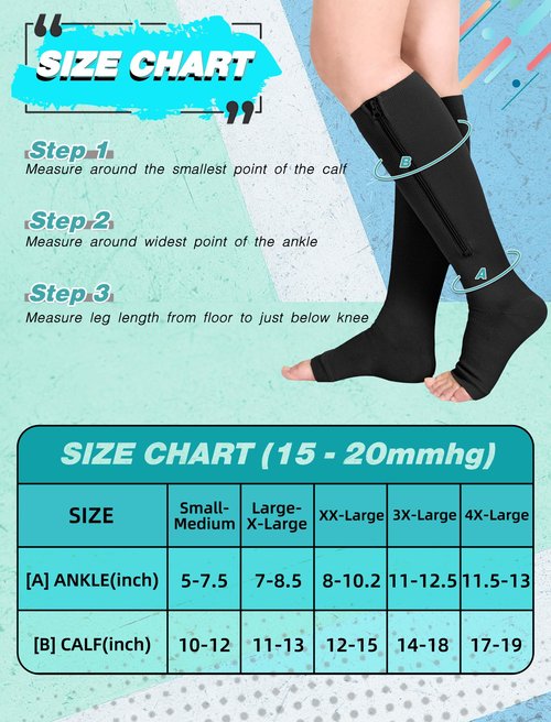 Athbavib 2 Pairs Compression Socks for Women & Men with Zipper 15-20 mmhg, Wide Calf Open Toe Plus Size Compression Socks Men, Knee High Compression Stockings for Flying Nurses Pregnant Women Travel