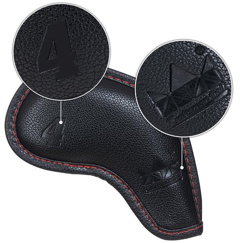 Craftsman Golf Magnetic Headcover Set for Golf Iron Headcovers Black 9pcs Understated with Debossed No.