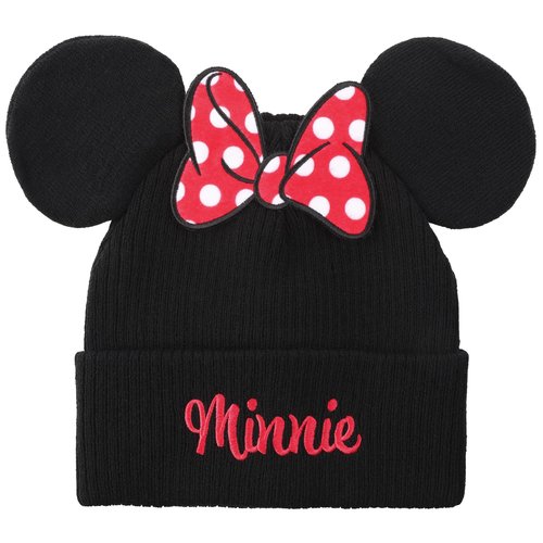 Bioworld Minnie Mouse Bow with Ear Poms Cuff Beanie