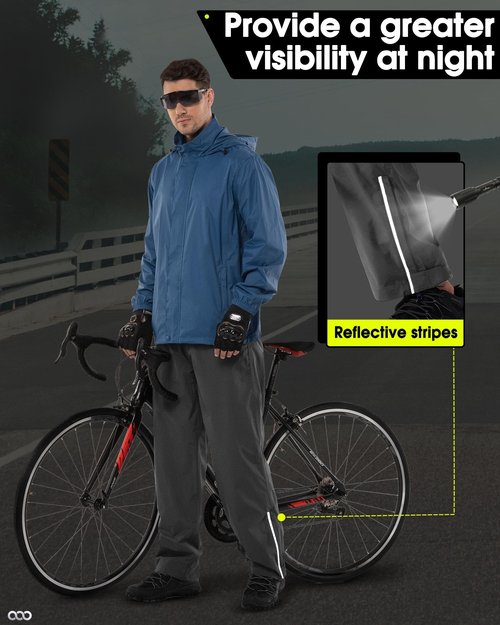 33,000ft Men's Rain Pants Waterproof, Windproof Lightweight Outdoor Rain Over Pants for Fishing Golf Work Hiking Grey 36W*30L