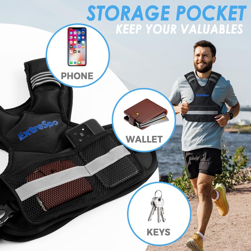 Adjustable Weighted Vest for Women, 4-10lb Weight Vest with 6 Ironsand Weights, Body Weight Vest Exercise Set with Reflective Strip for Strength Training and Workout