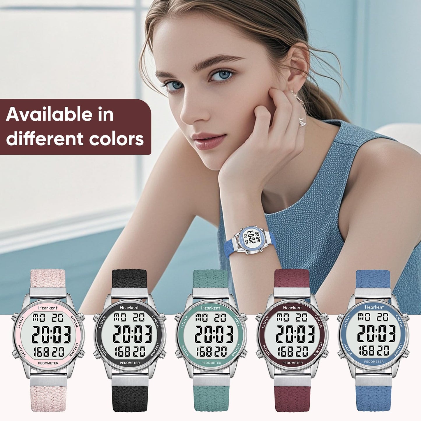 Hearkent Women Pedometer Watch-Step Tracker with Calories Counter-LCD Large Numbers-30M Waterproof-Pedometer Watch Step Counter for Walking(Black)