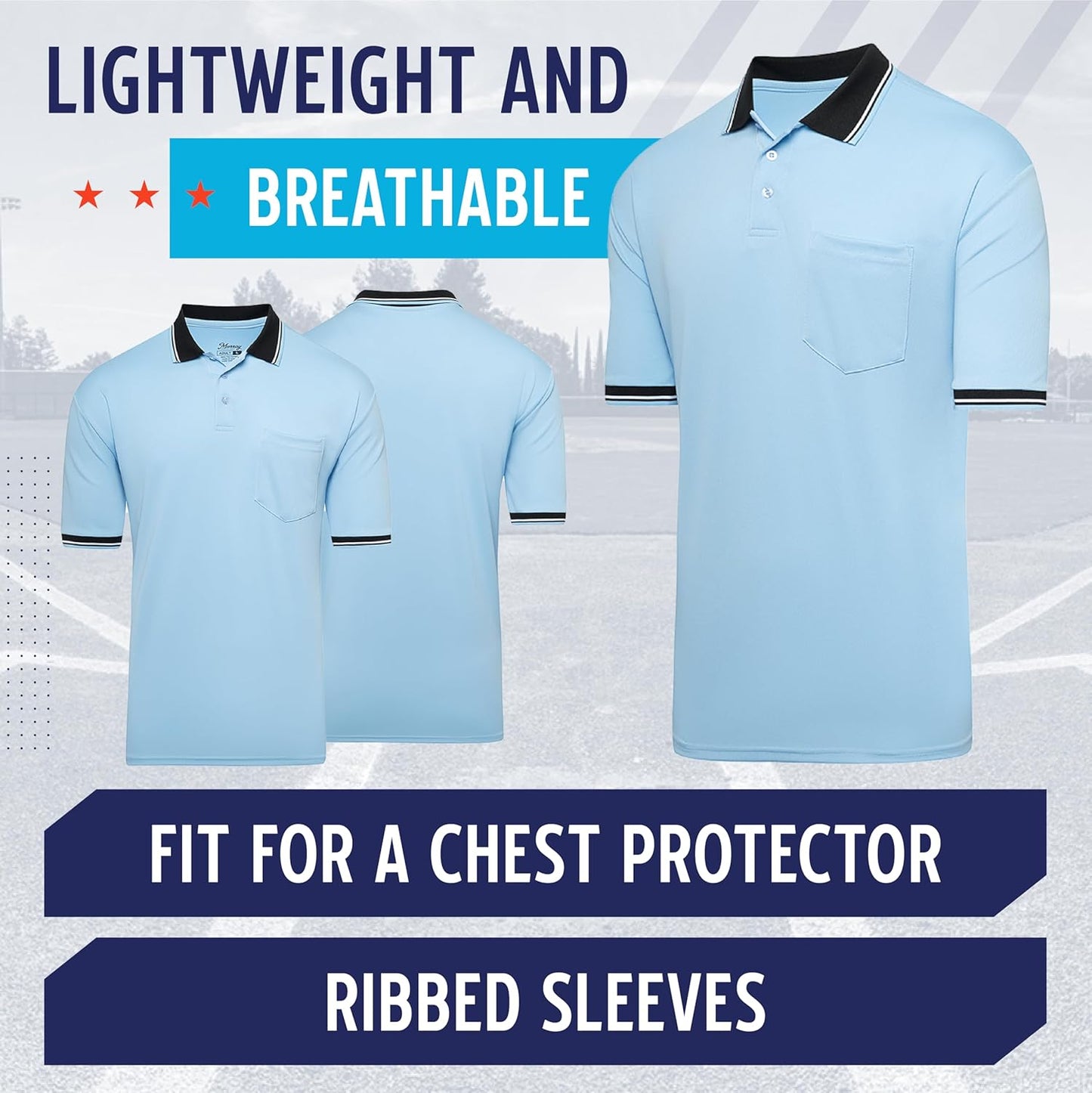 Murray Sporting Goods Polo Umpire Shirt - Short Sleeve Design for Comfort | Fits Chest Protector