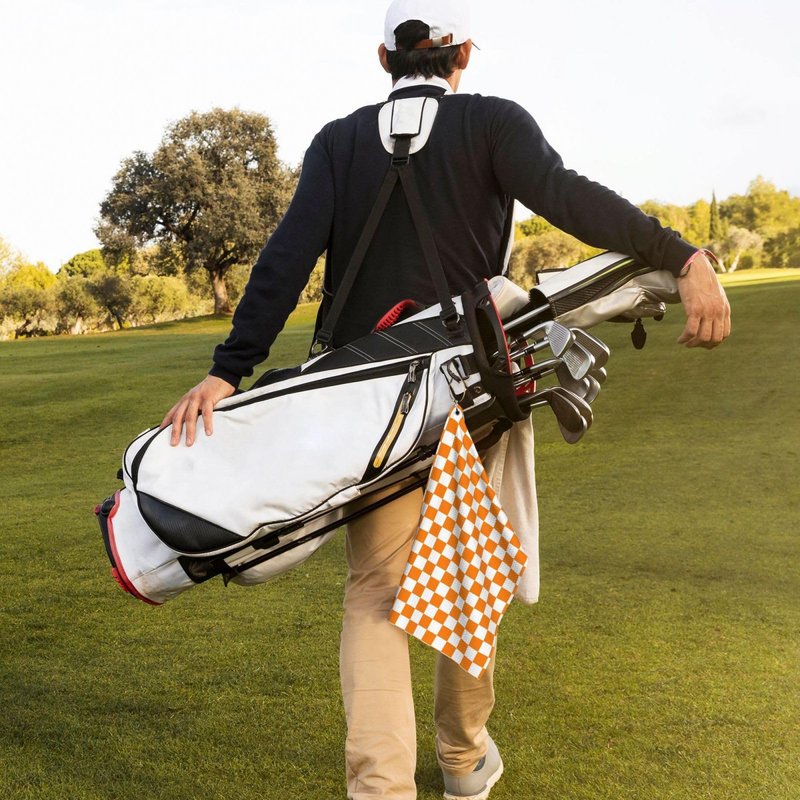 Ylcavgz Orange White Checkered Pattern Golf Towels, Ultra-Fine Fiber Premium Towels, Men's and Women's Golf Gifts