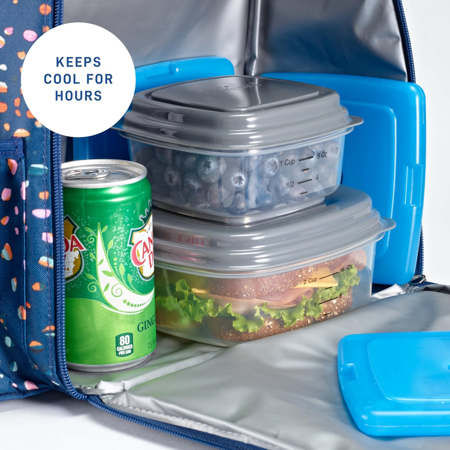 Cool Coolers by Fit & Fresh Kids Clear Blue Ice Packs, Quick Freeze, Space-Saving, Reusable Ice Pack for Lunch Boxes & Coolers