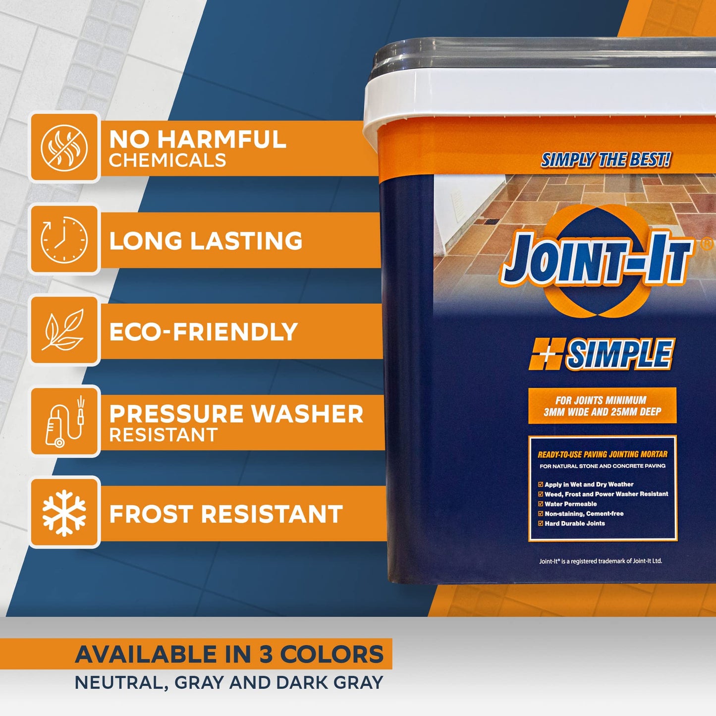 Joint-It Simple Neutral – Better Polymeric Sand Alternative, Haze-Free Patio Jointing Sand for Flagstones and Pavers, Wet Application Paver Joint Sand 28lbs, Neutral