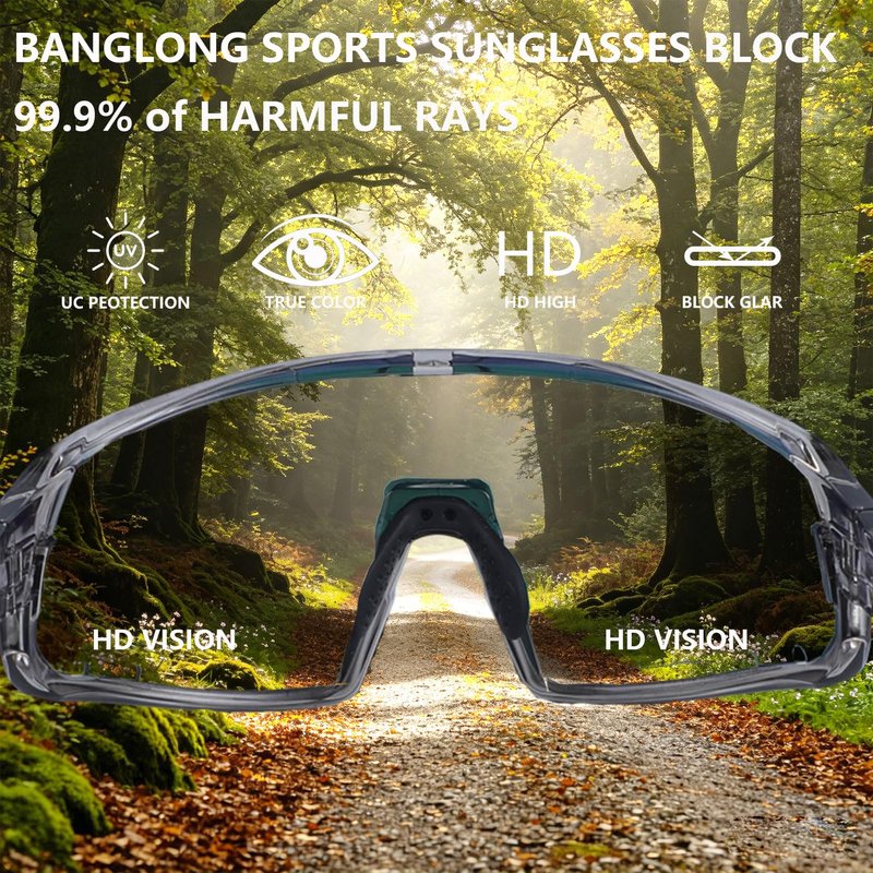 BangLong Running Sunglasses for Men Women - UV400 Protection Sports Sunglasses for Running Cycling Baseball Fishing(Grey Pink)