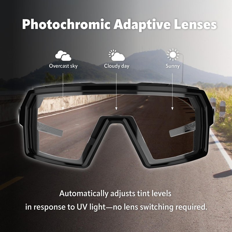 EYEGLAD Speedone Z87+ Safety Glasses, Safety Sport Sunglasses Photochromic Lenses UV400 Anti Fog Impact Resistant Men Women Powersports Motorcycle Riding Sports warp (KRYO)