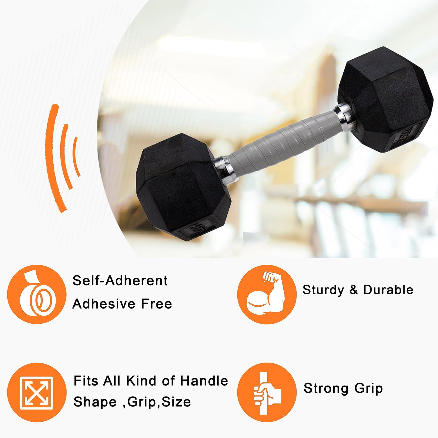 Autrends Grip Tape, Self Fusing Silicone Tape Rubber Grip Wrap for Pull Up Bars, Barbells, Dumbbells, Gym Equipment,Bike Handles, Tools (Grey, 10FT)
