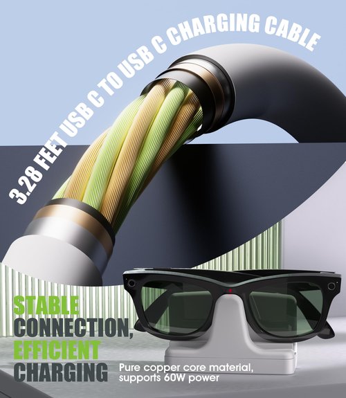 Seltureone Charging Dock Compatible with Ray-Ban Meta Wayfarer, Skyler, Headliner Smart Glasses with 3.28FT Type-C Charging Cable for Ray-Ban Meta Gen 2 Charger Accessories