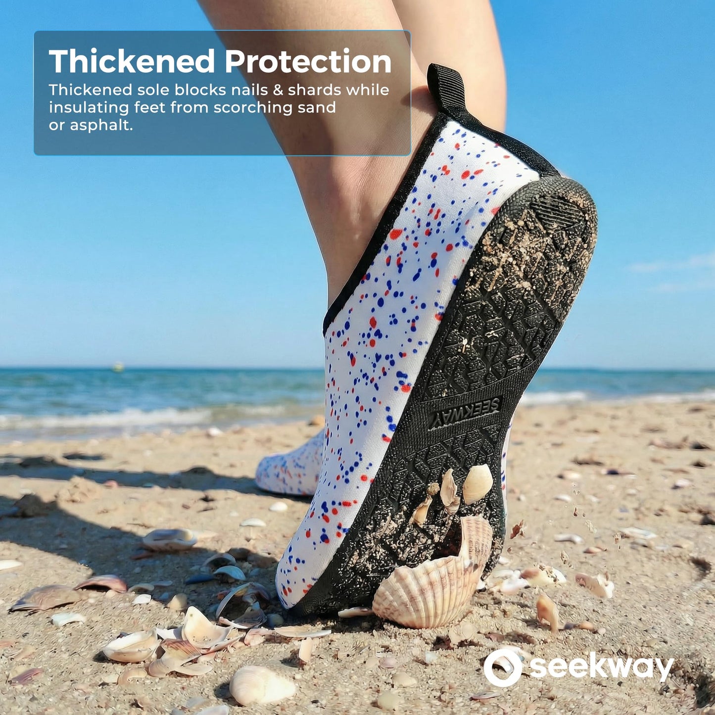 SEEKWAY Water Shoes Women Men Adult Quick-Dry Aqua Socks Barefoot Non Slip for Beach Swim River Pool Lake surf Black SK002(U)