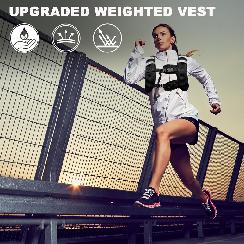 POWER GUIDANCE Weighted Vest for Men & Women with Reflective Stripes,Adjustable Workout Vest for Running, Jogging, Walking & Strength Training, Comfortable Rucking Weight Vest 15lb