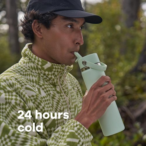 Hydro Flask Water Bottle - Insulated Stainless Steel - 40 Oz Oat Tan with Wide Straw Lid & Leakproof Design