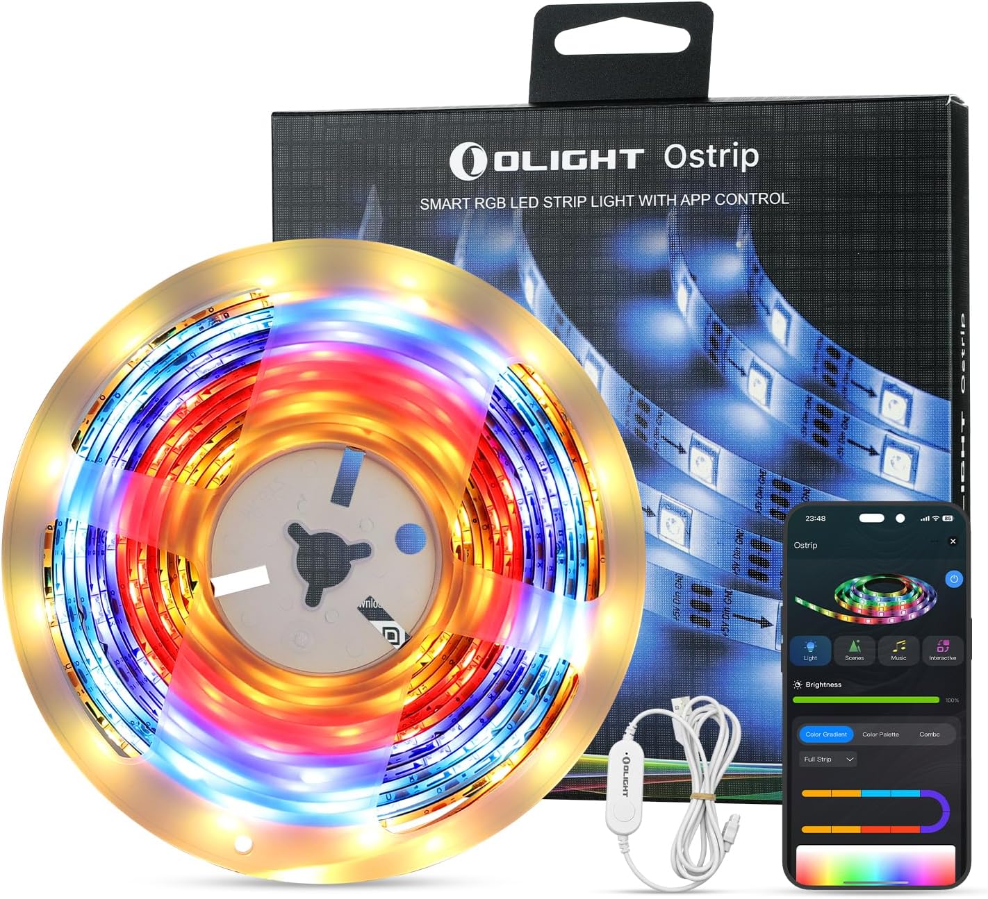 OLIGHT Ostrip RGB LED Strip Light - 16.4ft Smart App Control & Music Sync for Bedroom, Gaming, Home Decor