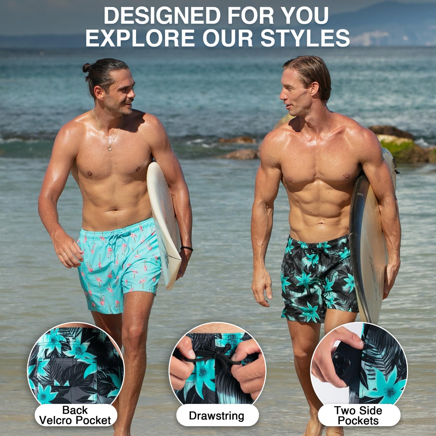 Kanu Surf 5” Adventure Men’s Swim Trunks – UPF 50+ Quick-Dry Bathing Suit Shorts with Pockets & Compression Liner (Large)