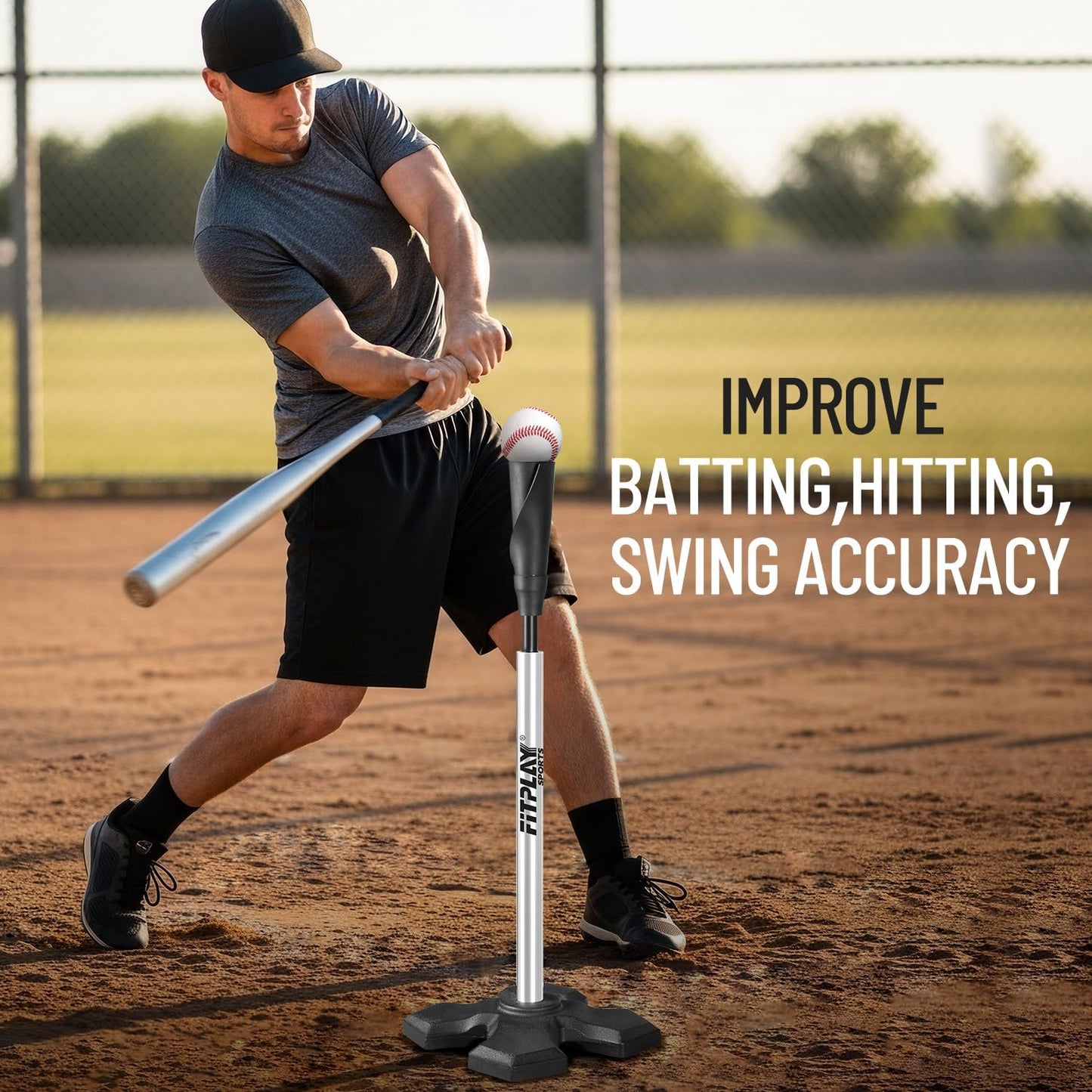 Skiennix Portable Baseball Hitting Tee - Height Adjustable 25-37 Inches | Easy Carry Design for All Players