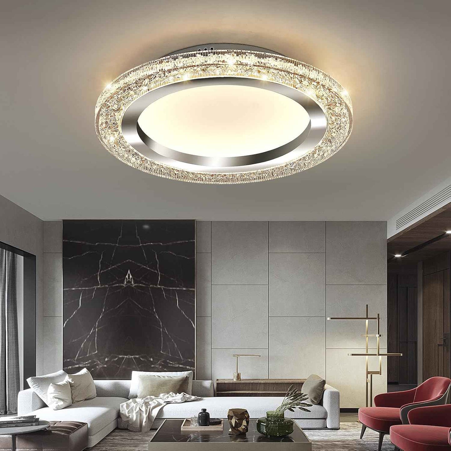 28W Gold LED Flush Mount Ceiling Light - 12" Modern Round Fixture for Bedroom, Kitchen, Bathroom