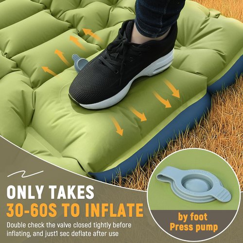 Myxslop Camping Sleeping Pad, Ultralight Camping Mat with Built-in Foot Pump, Comfortable Sleeping Mat for Backpacking, Car Traveling,Tent,and Hiking