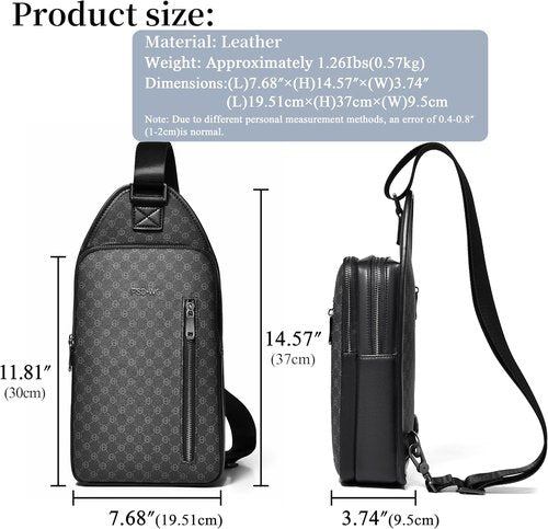 FSD Sling Backpack for Men - Water-Resistant Crossbody Chest Bag for Travel & Hiking