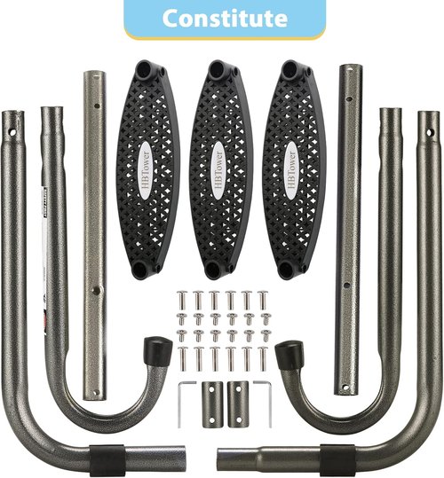 HBTower Trampoline Ladder - 3-Step Skid-Proof Design with Universal Hook | UV Treated Steel, 220Lbs Capacity