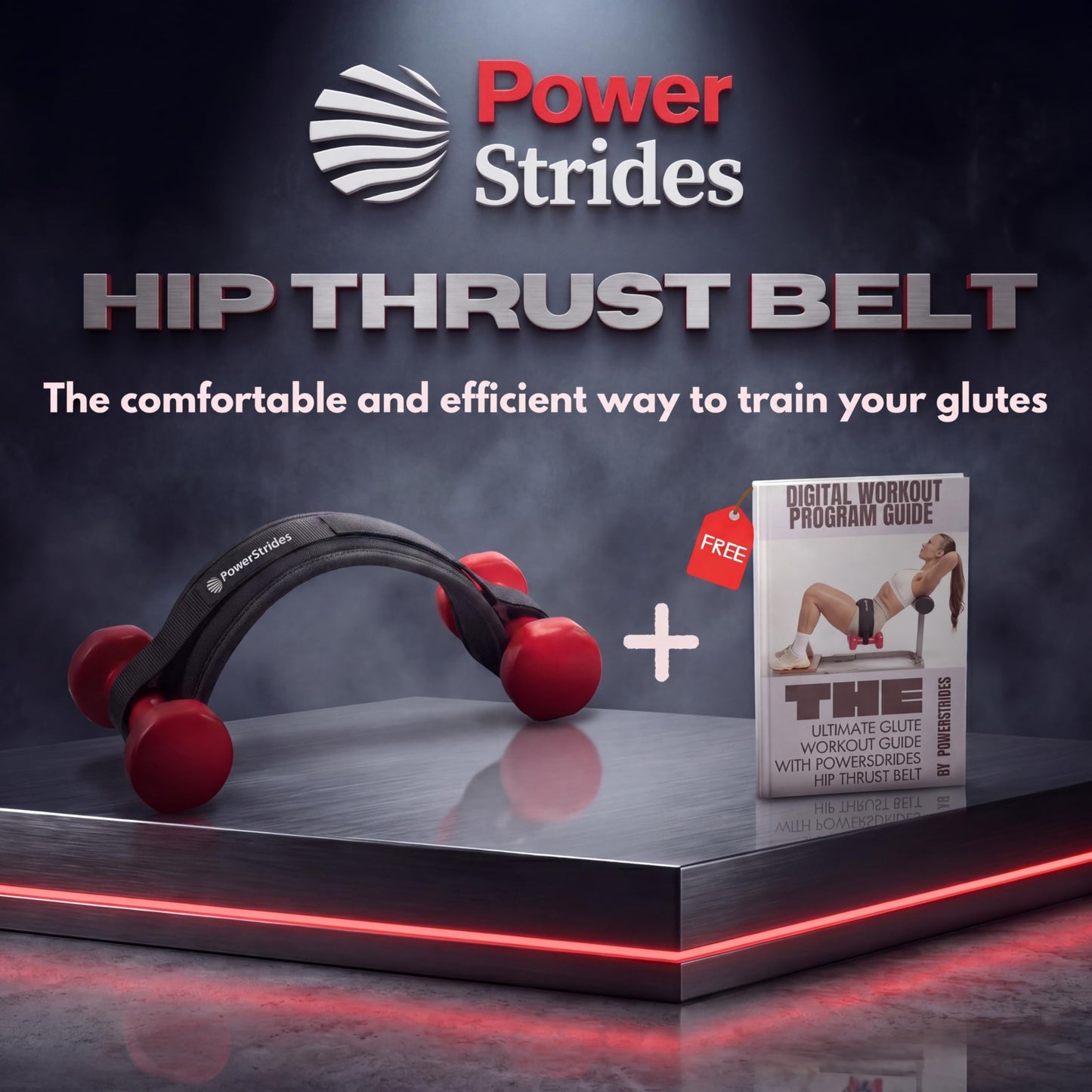 PowerStrides hip thrust belt for dumbbells – Best weightlifting Belt for home gym equipment workout and fitness weight lifting for men and women, perfect weights pad bandes accessories trainer at home for booty, glute and pilates exercise.