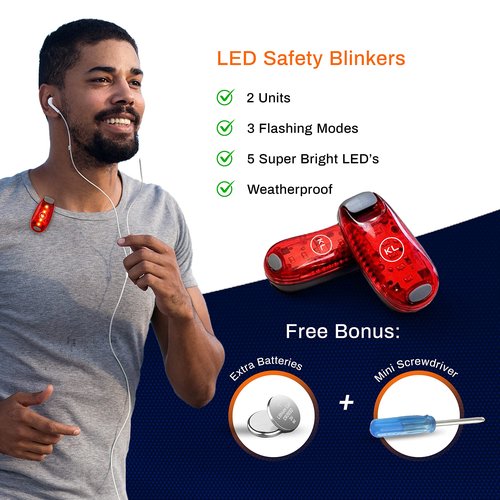Knuckle Lights Reflective Running Gear Safety Bundle - Reflective Vest, LED Safety Light, Reflective Bands, Night Safety Gear for Runners, Cycling, Hiking, Walking - High Visibility Reflective Gear