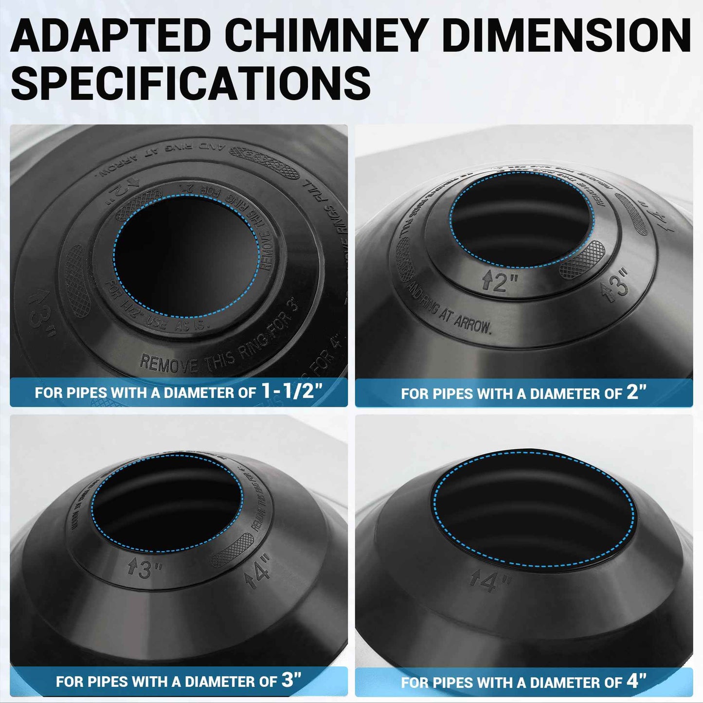 Aothotop Metal Roof Pipe Flashing, Base 12" W x 15" L Roof Flashing, Pipe OD 1.5"-4", Silicone Pipe Flashing Boot, High Temp Flexible Roof Pipe Boot