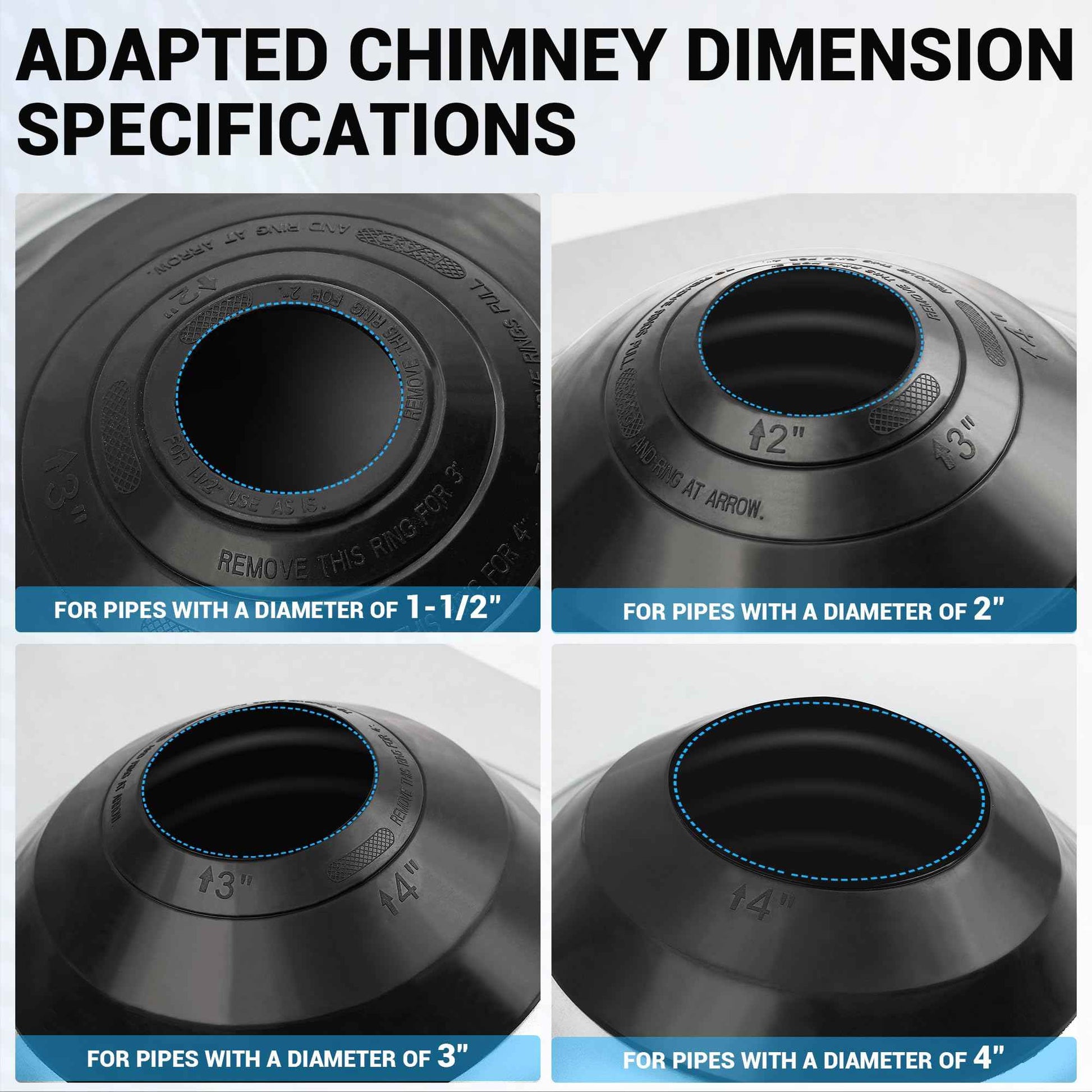 Aothotop Metal Roof Pipe Flashing, Base 12" W x 15" L Roof Flashing, Pipe OD 1.5"-4", Silicone Pipe Flashing Boot, High Temp Flexible Roof Pipe Boot