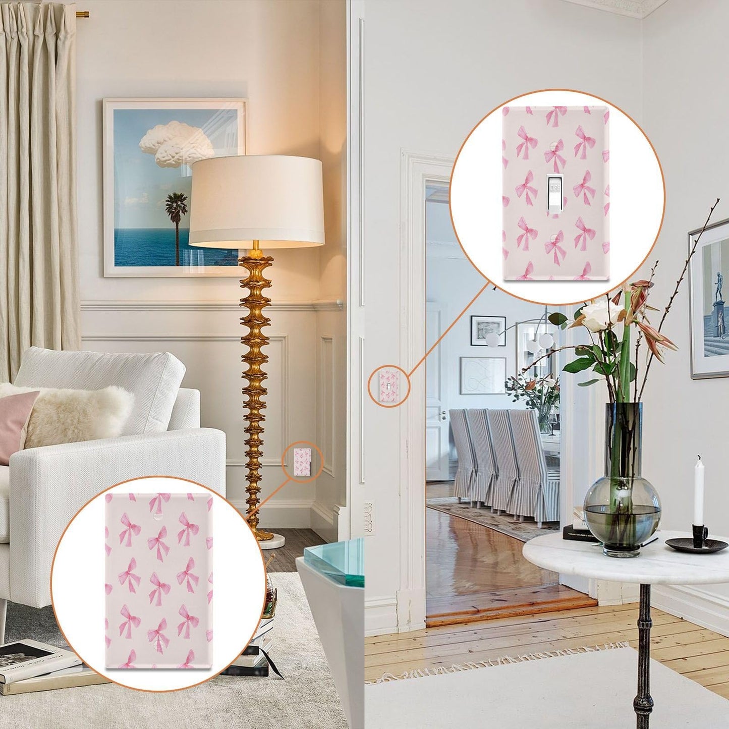 Blueangle Toggle Light Switch Wall Plate Cover - Pink Bow Light Switch Cover Decorative Outlet Cover Wall Plate, Size 1-Gang 4.53 x 2.76 Inch