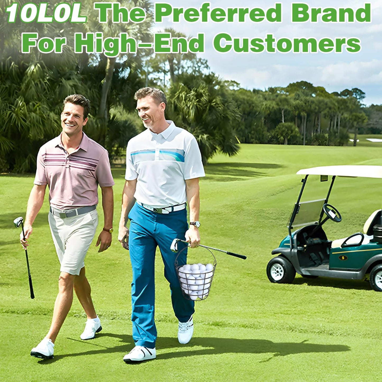 10L0L 2 Pack Metal Range Golf Ball Baskets with Handle, Golf Ball Storage Bucket, Holds 50 Balls Each (Balls Not Included)