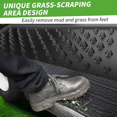 10L0L Golf Cart Floor Mat for EZGO TXT 1996-up, Full Coverage Floor Liner Mat with Grass-Scraping Design, Honeycomb Pattern, Made by Eco-Friendly Resin Rubber - Black