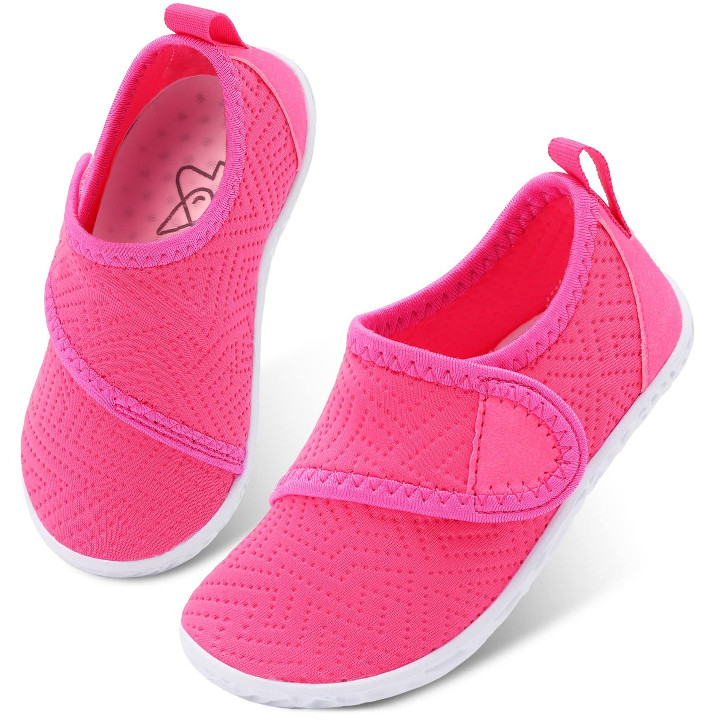 LeIsfIt Kids Water Shoes Toddler Girls Boys Swim Shoes Outdoor Quick-Dry Breathable Aqua Socks for Beach Pool Surf, Dark Pink, 12 Little Kid