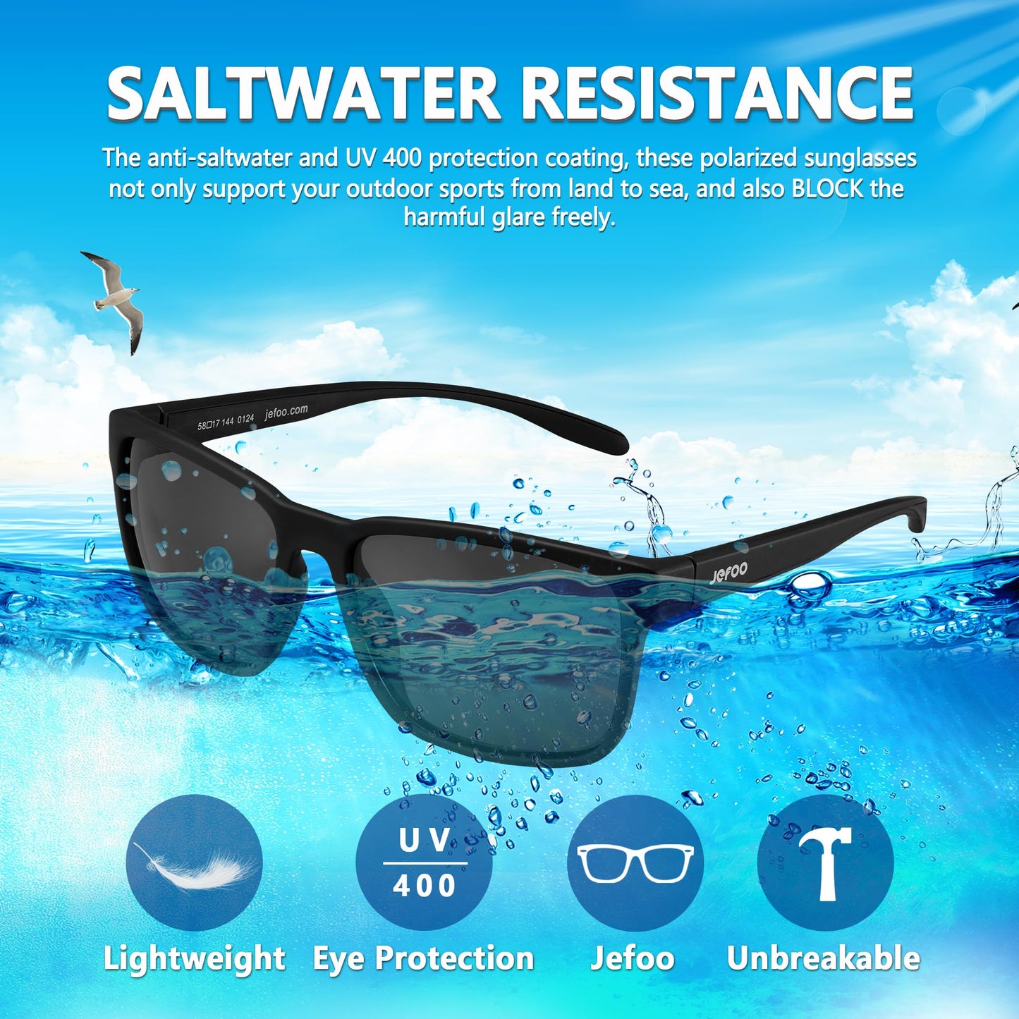 Jefoo Polarized Fishing Sunglasses for Men Women Kayaking Surfing Driving Lightweight Sports Sun Glasses UV Protection