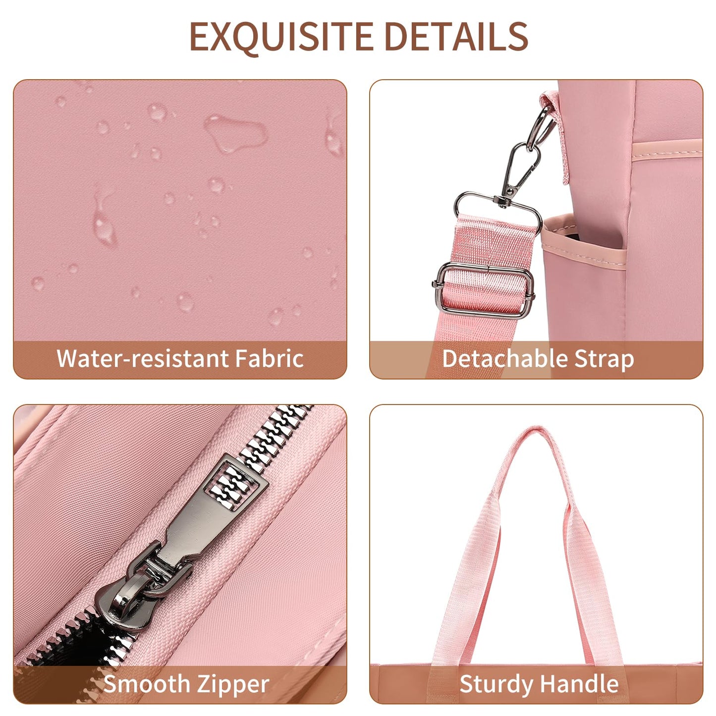AMXNX Tote Bag for Women with Zipper Travel Large Crossbody Shoulder Bag Handbag Water-resistant Nylon with Multi Pockets