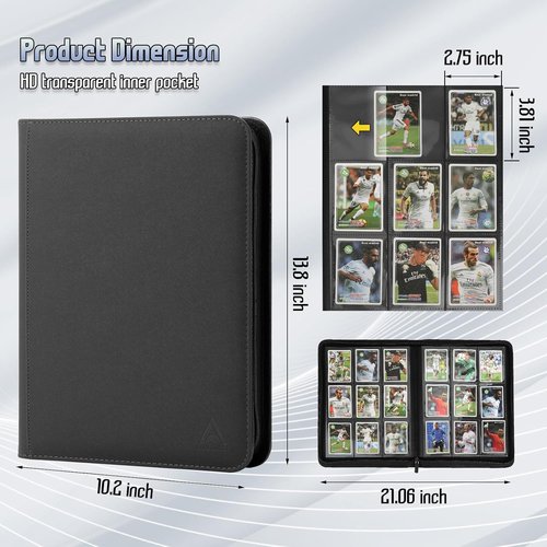 Arkeiliy Card Binder - 9 Pocket Double-Sided Trading Card Holder with 30 Sleeves | Black, Holds 540 MTG Cards