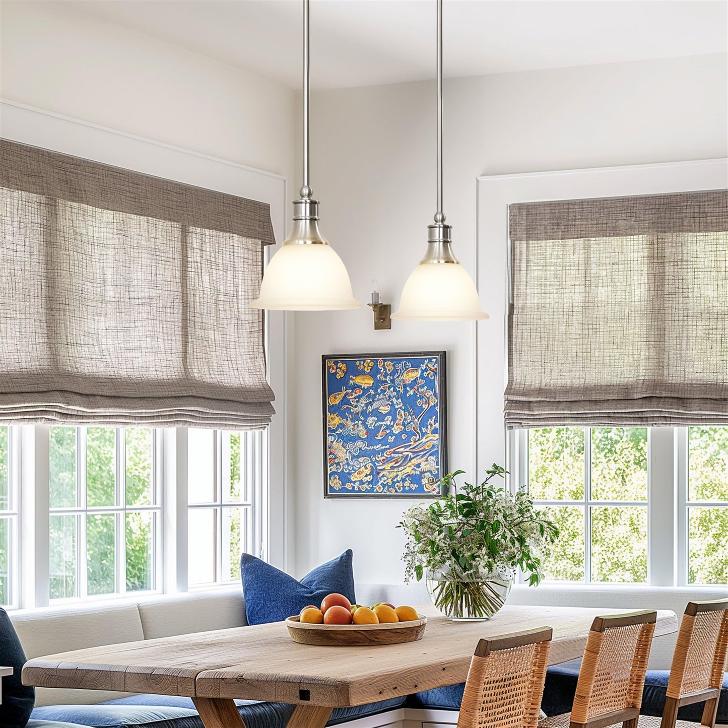 Kira Home Ellie 8" Adjustable Mini Pendant Light w/Frosted Glass Shade & Brushed Nickel Finish