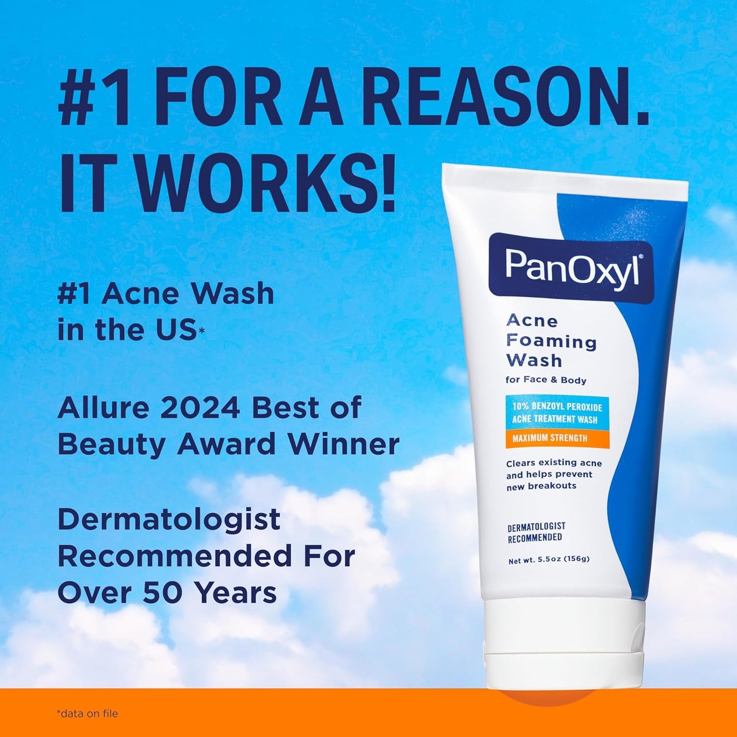 PanOxyl Acne Foaming Wash - 10% Benzoyl Peroxide Maximum Strength Cleanser | 5.5 Oz Tube for Clear Skin