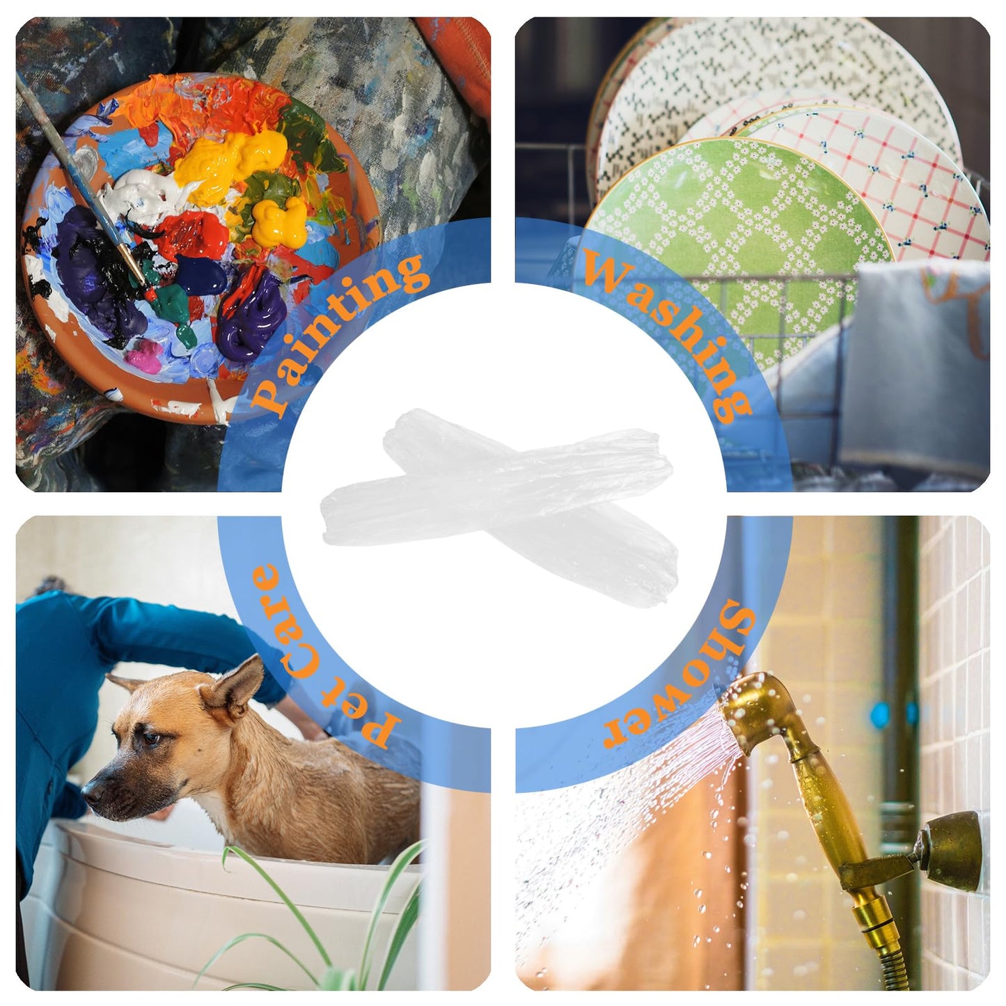 Yzurbu 100pcs Disposable Arm Sleeves, Waterproof PE Oversleeves Protector Covers with Elastic on Cuff