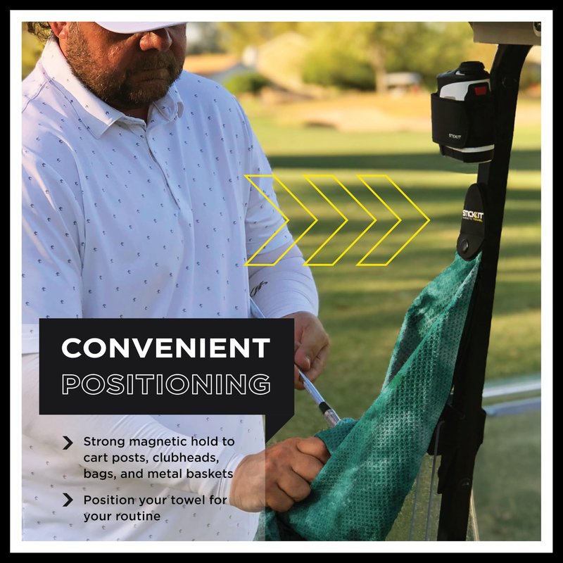 STICKIT Magnetic Golf Towel, Premium 29" Microfiber with Deep Waffle Pockets, Industrial Strength Magnet for Secure Hold to Golf Carts & Clubs, Ultra-Absorbent, Fast-Drying, Easy-Clean