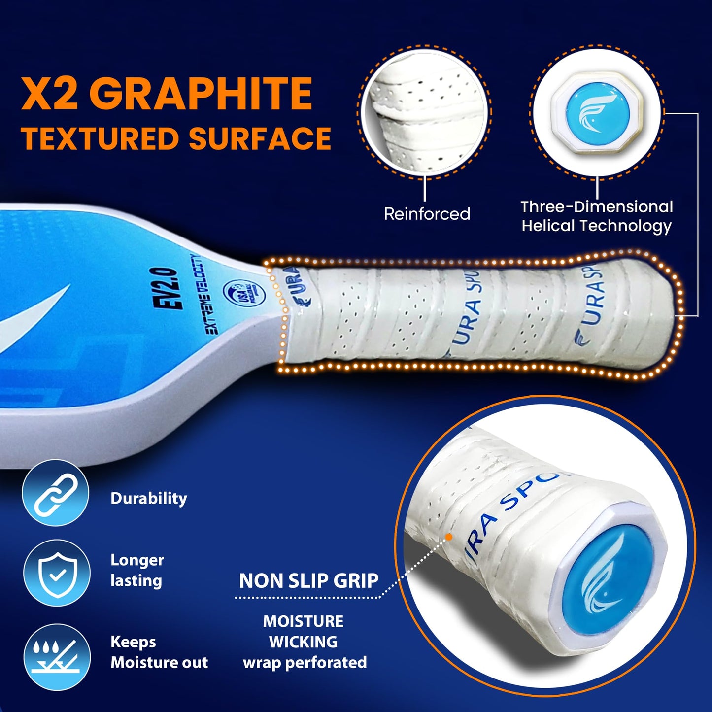 FURA Pickleball Paddle Set of 2 – USAPA Approved Lightweight Graphite Pickleball Rackets with 16mm Honeycomb Core & MaxGrit Spin Surface for Superior Spin & Control – Includes Bag, Balls & Grips
