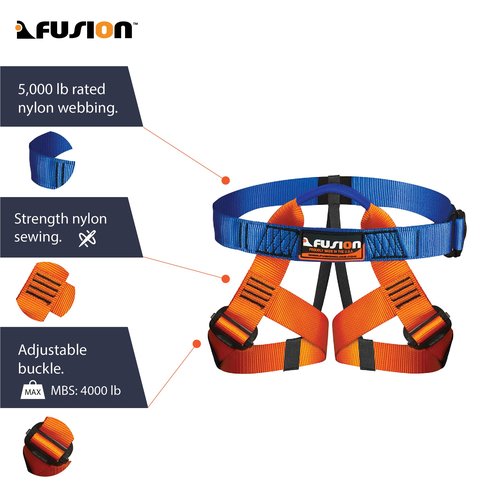 Fusion Climb Centaur Kids' Climbing Harness, Adjustable harness for Children for Professional Mountaineering, rock climbing, Rappelling safety harness, work safety Belt, Fire Resucing, Caving climbing
