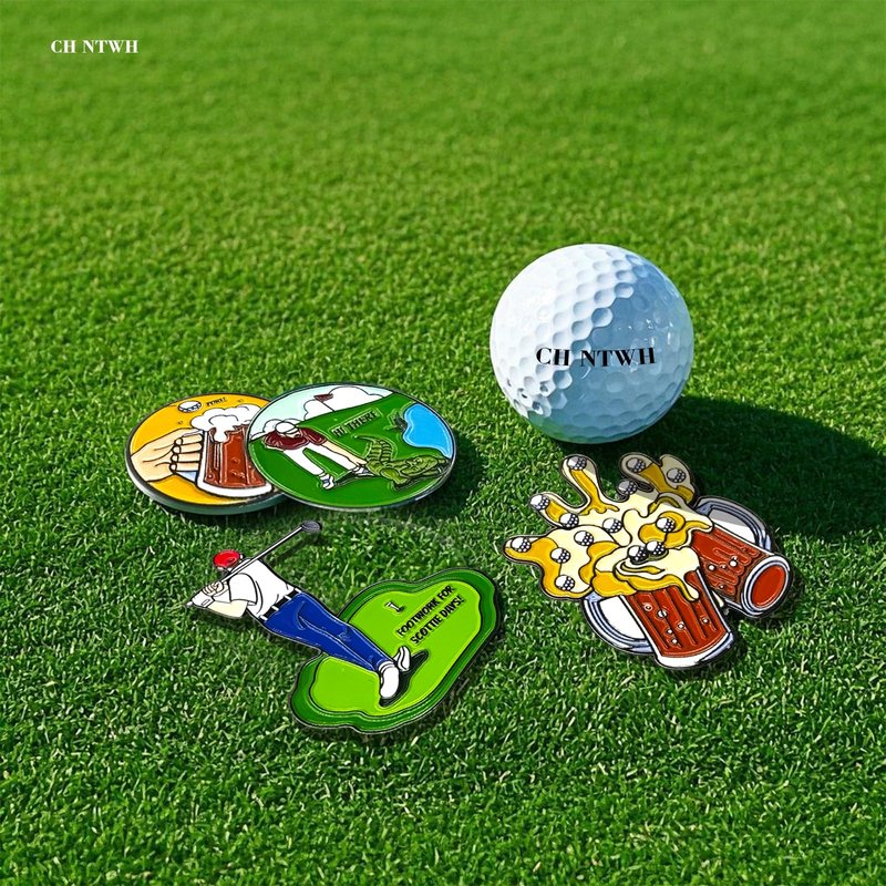 CH NTWH Funny Golf Ball Marker Magnetic Hat Clip for Putting Green - Premium Golf Accessories and Gift - Enhance Golfing Experience - 4 Markers with 2 Hat Clips