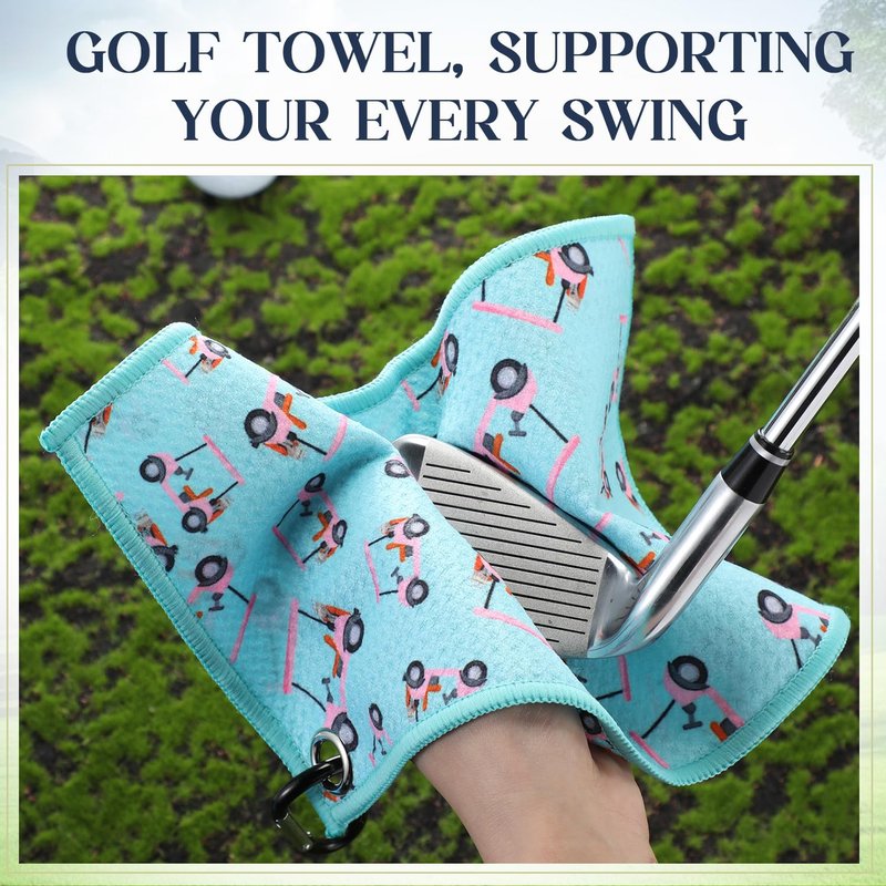 Mindsoft 6 Pack Golf Towels - 12"x6" Waffle Pattern Golf Towel for Golf Bags & Carts - Strong Magnet Hold - Funny Golf Gift